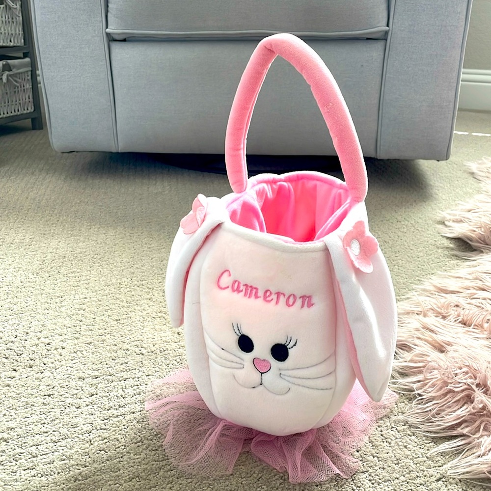Custom children’s Easter egg bucket with “Cameron” monogrammed on front